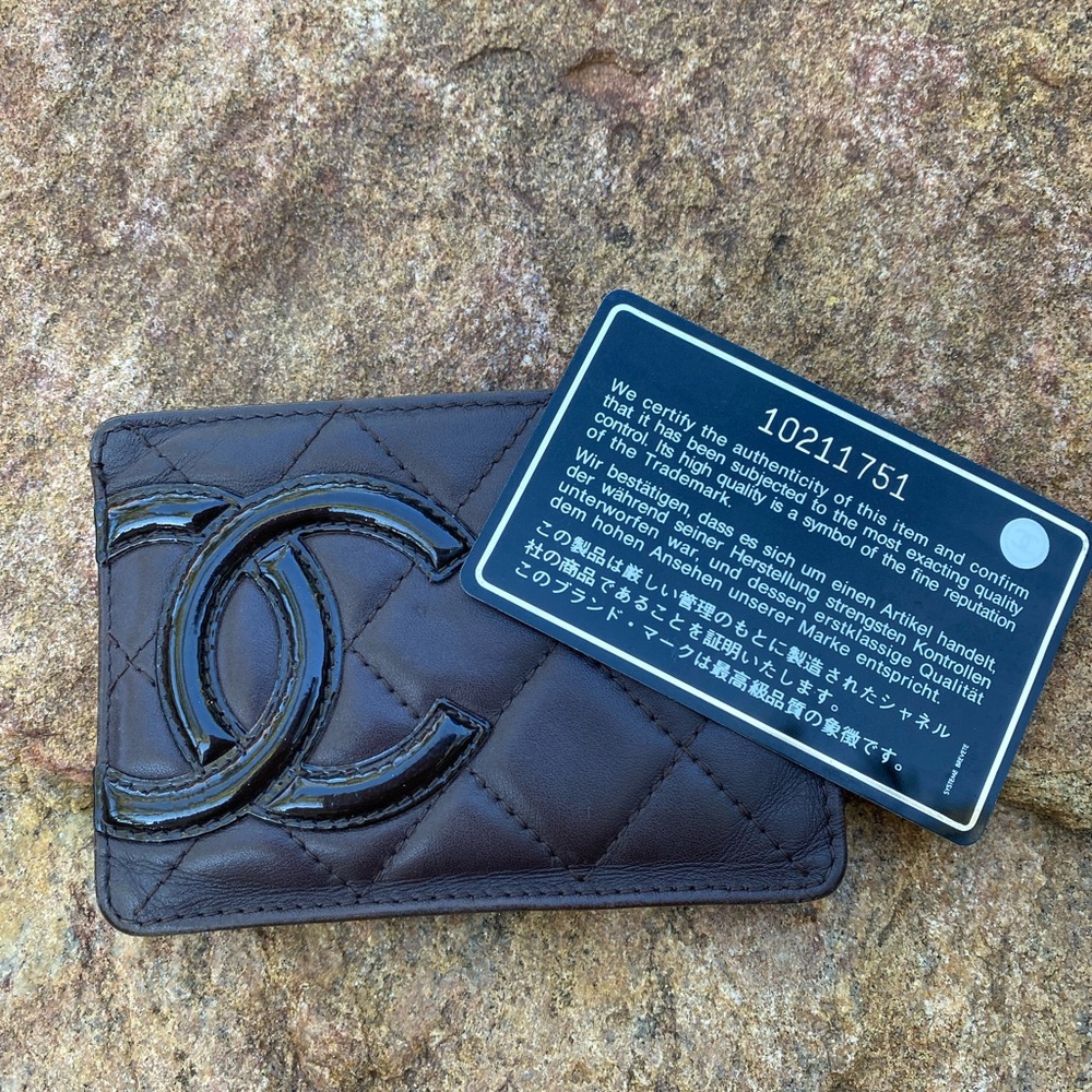 Authentic CHANEL quilted chocolate goodness card holder wallet with card